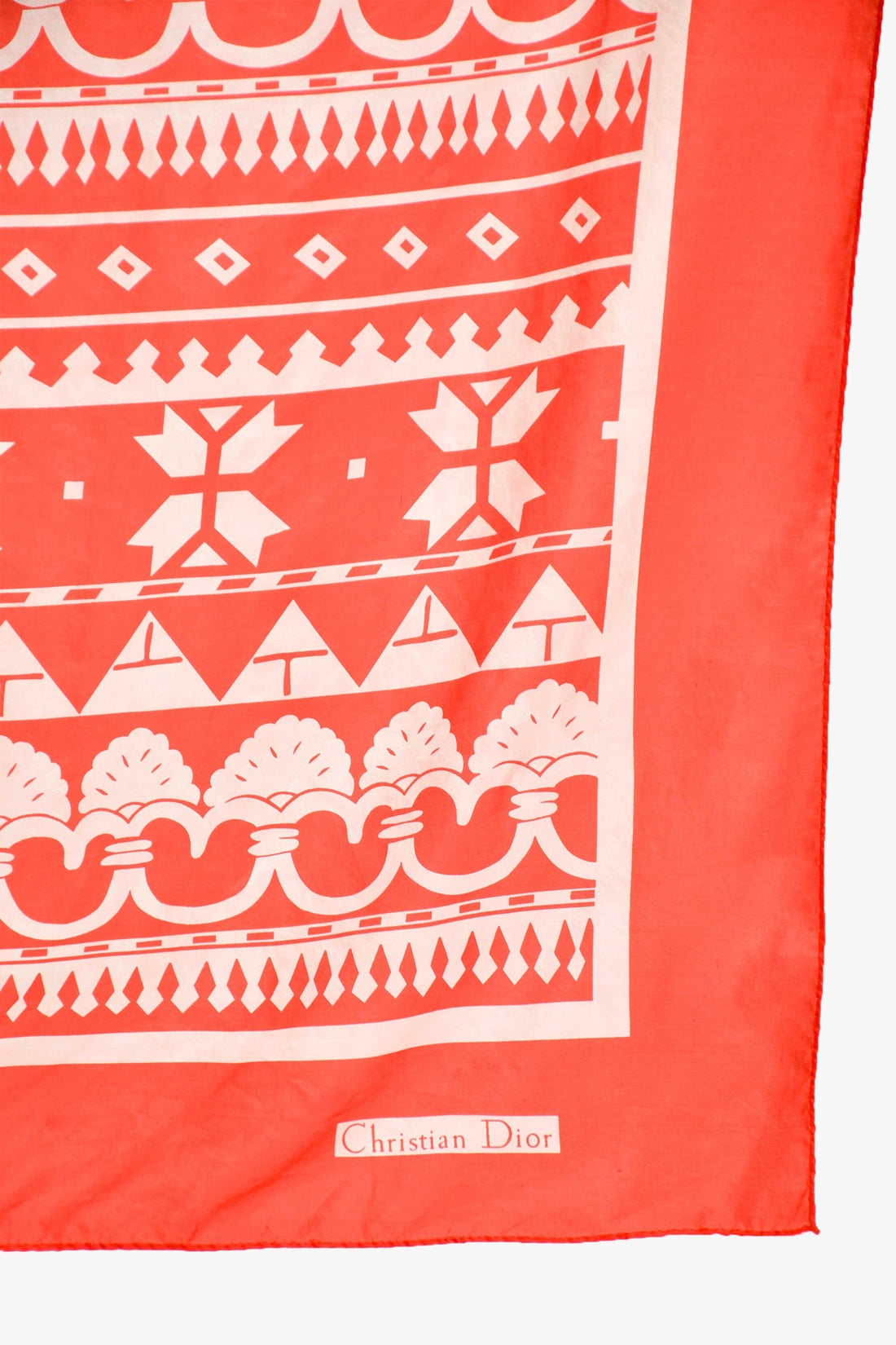 Christian Dior Red/White Pattern Silk Scarf