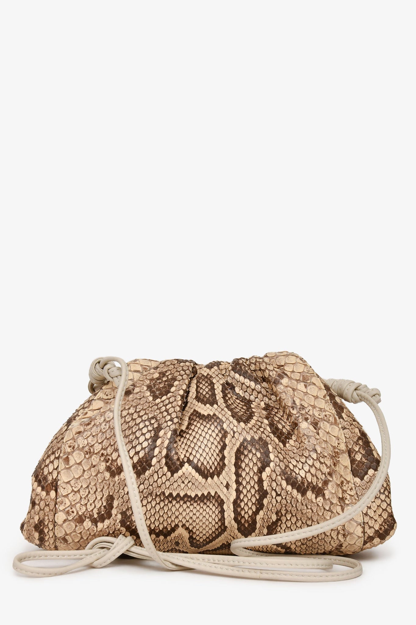 Bottega Veneta Brown Leather Trimmed Python The Pouch Mini Clutch