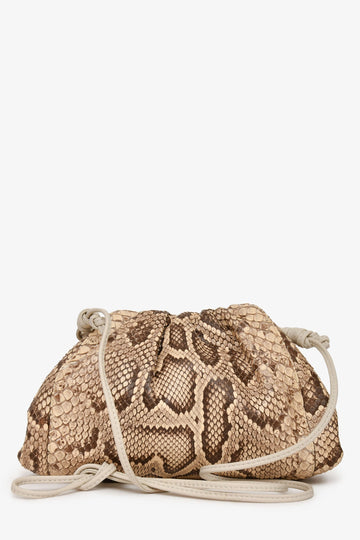 Bottega Veneta Brown Leather Trimmed Python The Pouch Mini Clutch