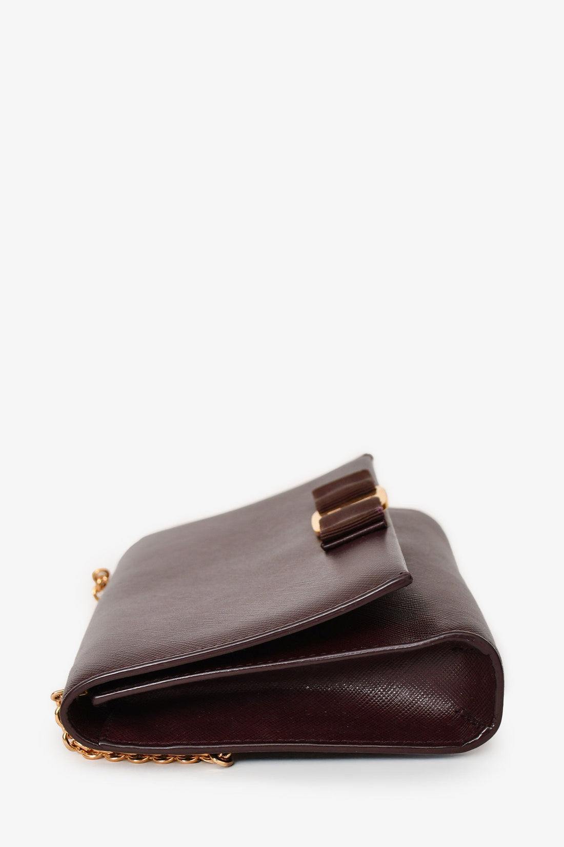 Salvatore Ferragamo Burgundy Leather Bow Crossbody
