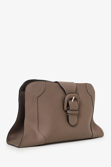 Marni Taupe Leather Buckle Clutch