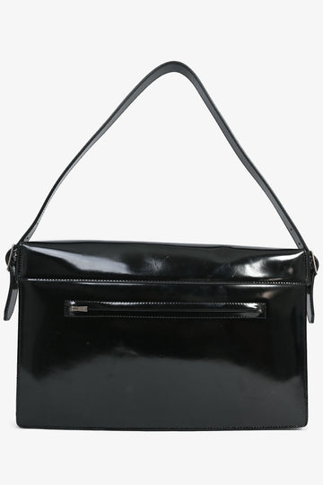 Celine Black/Brown Patent Leather Diamond Shoulder Bag