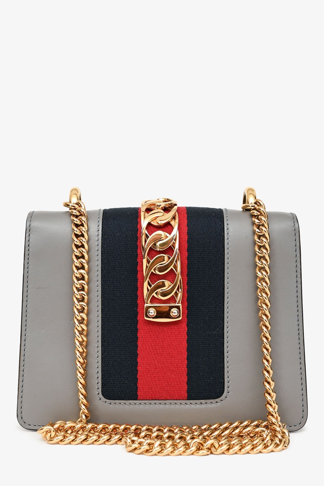 Gucci Grey Leather Sylvie Shoulder Bag