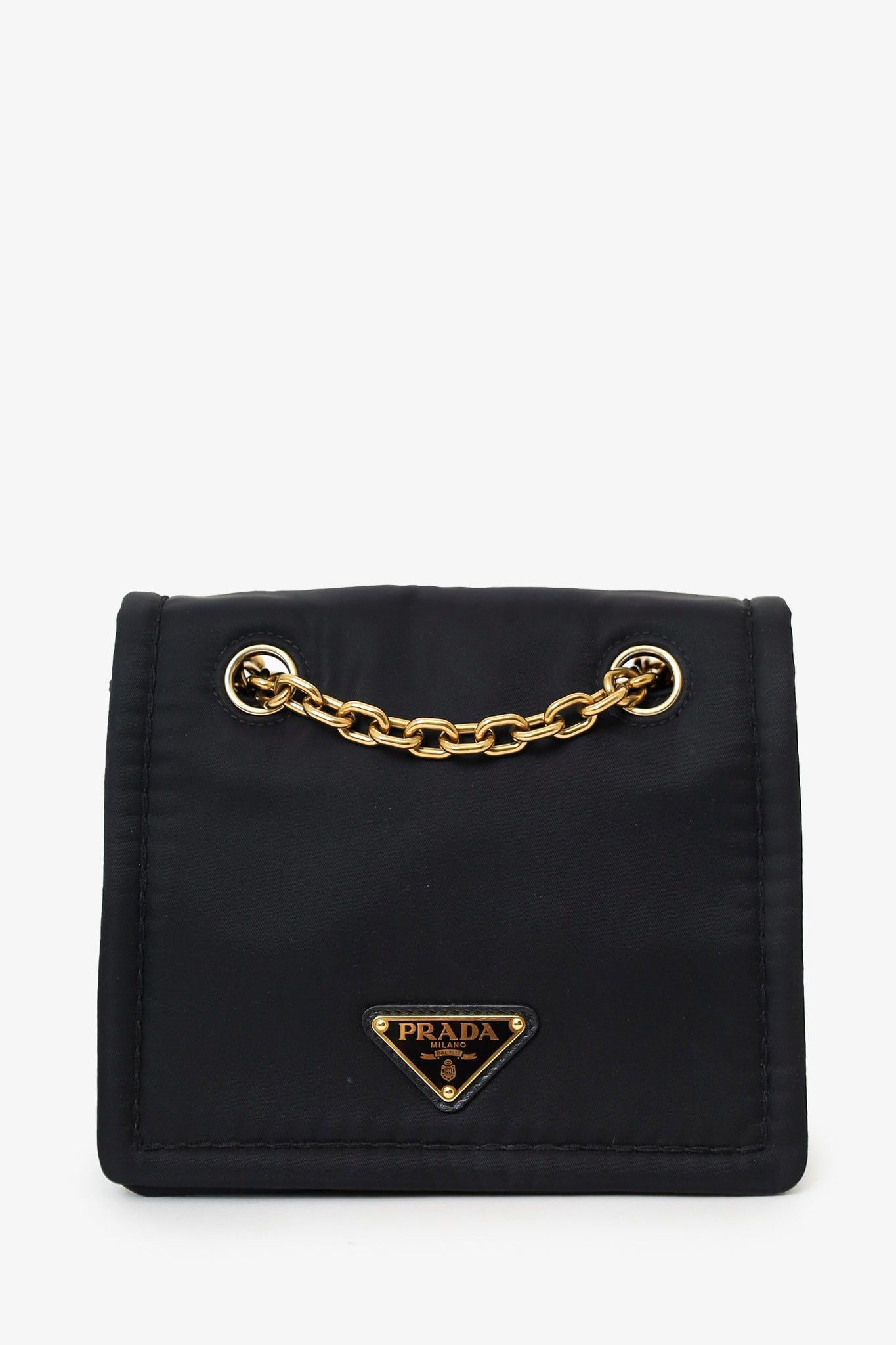 Prada Black Nylon Chain Shoulder Bag