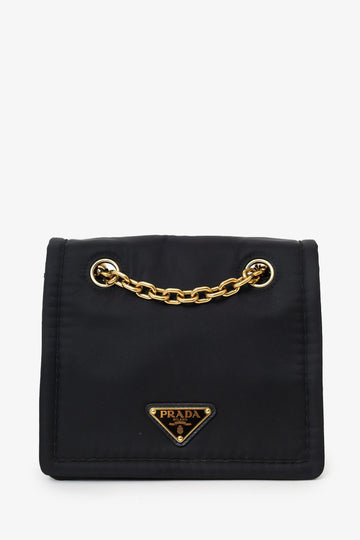 Prada Black Nylon Chain Shoulder Bag