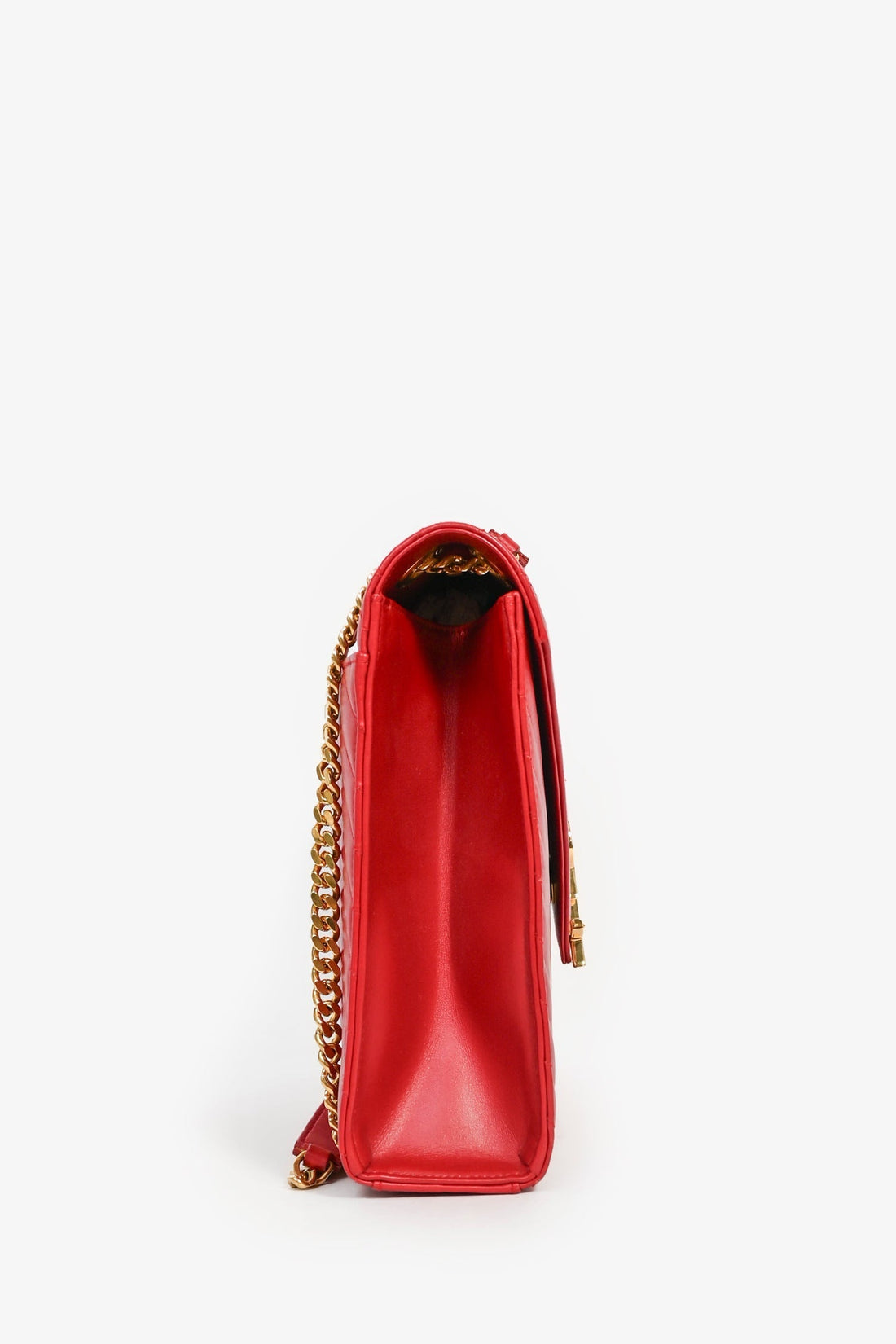 Saint Laurent Red Chevron Leather Envelope Large Chain Shoulder Bag