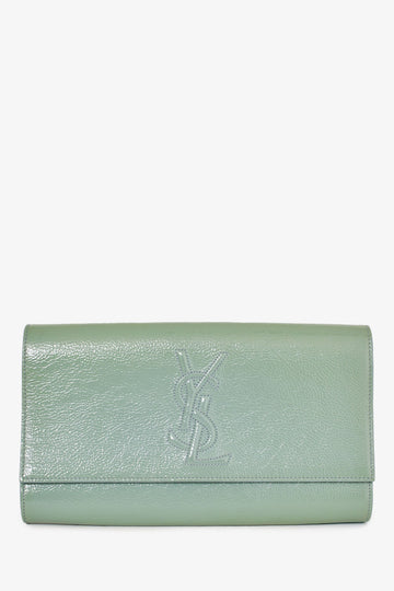 Saint Laurent Teal Green Patent Leather Belle De Jour Clutch (As Is)