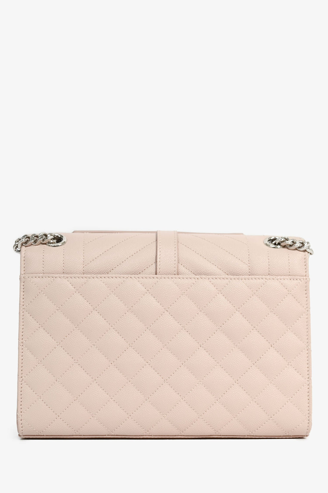 Saint Laurent 2018 Light Beige Leather Tri-Quilted Envelope Chain Medium Shoulder Bag