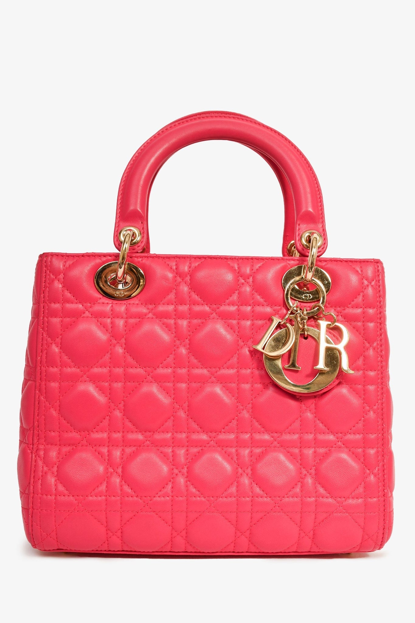 Christian Dior 2013 Pink Leather Medium 'Lady Dior' Top Handle Bag