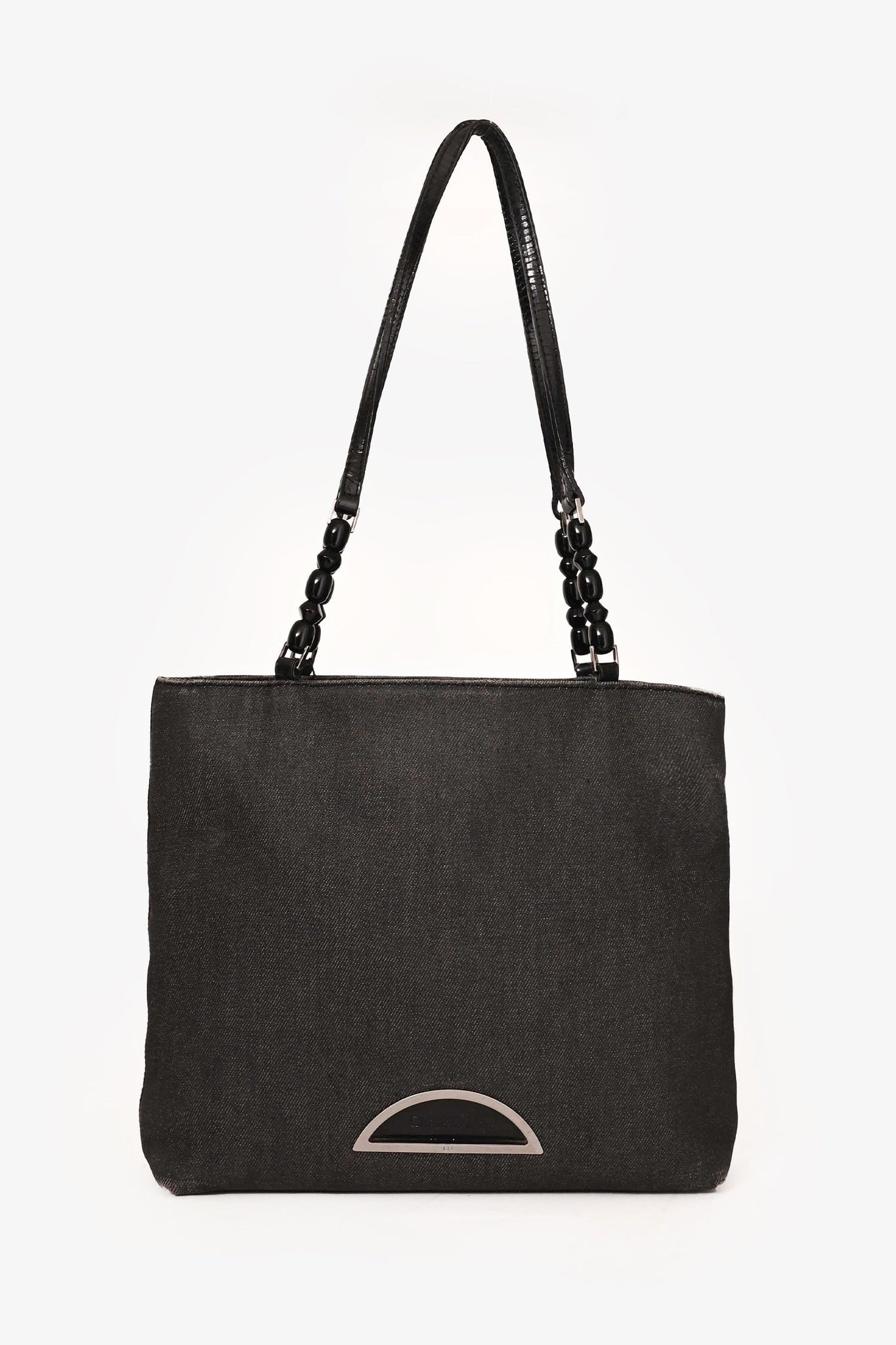 Christian Dior 2001 Grey Denim Maris Pearl Tote