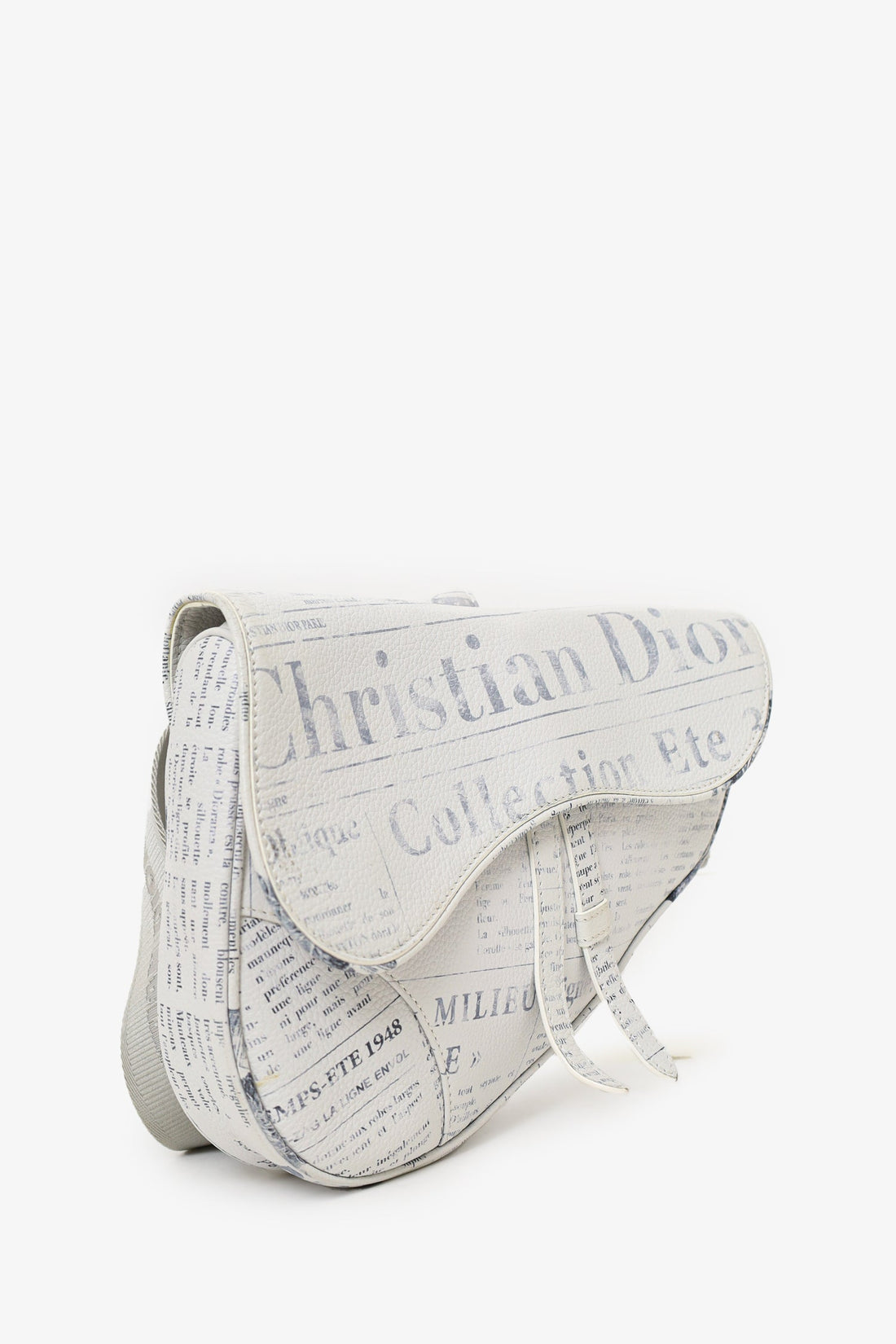 Christian Dior x Daniel Arsham 2019 White/Grey Newspaper Printed Saddle Bag