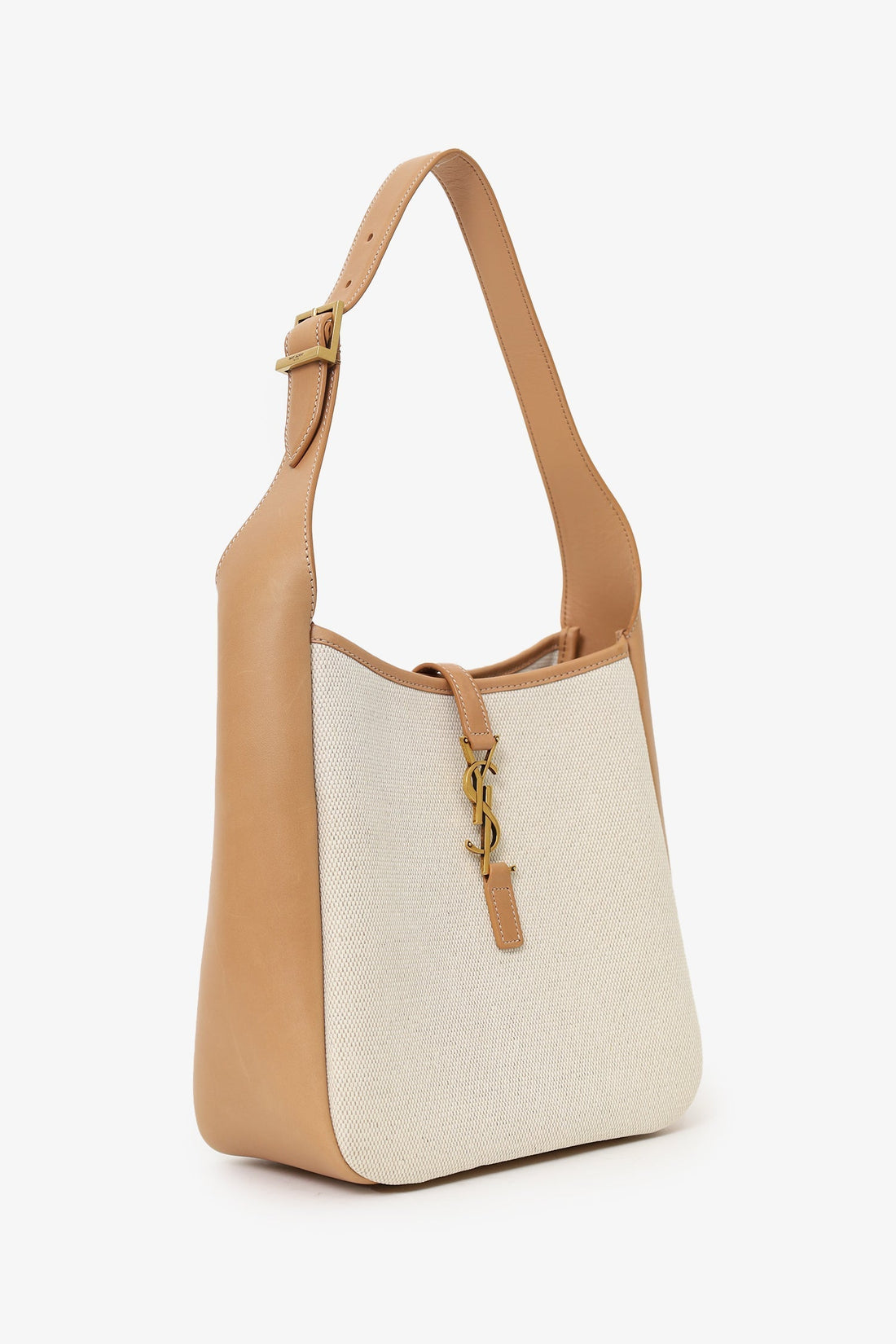 Saint Laurent Cream/Tan Leather/Canvas ‘LE 5 7 Small’ Shoulder Bag