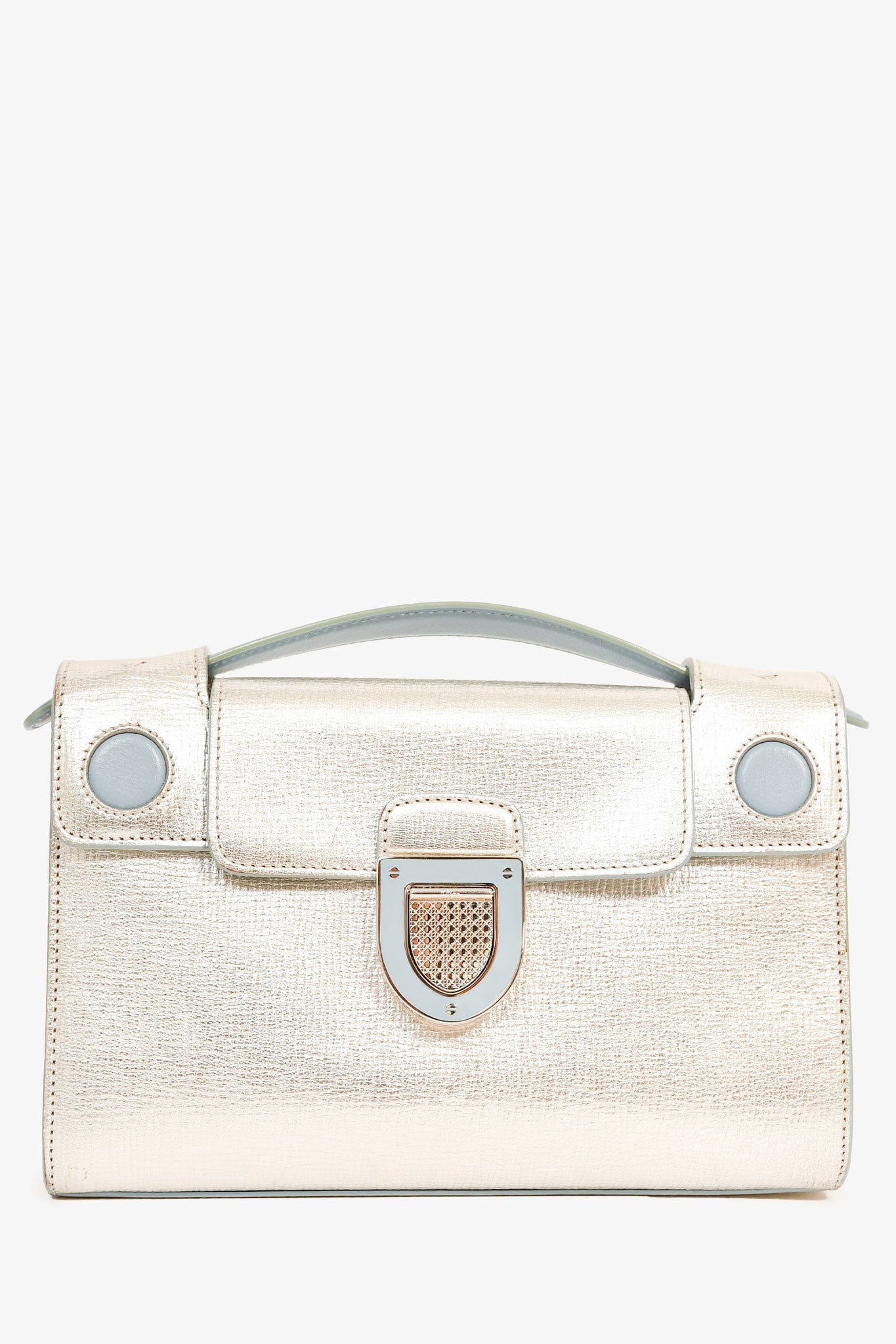 Christian Dior Silver/Light Blue Leather 'Diorever' Pochette Top Handle with Strap
