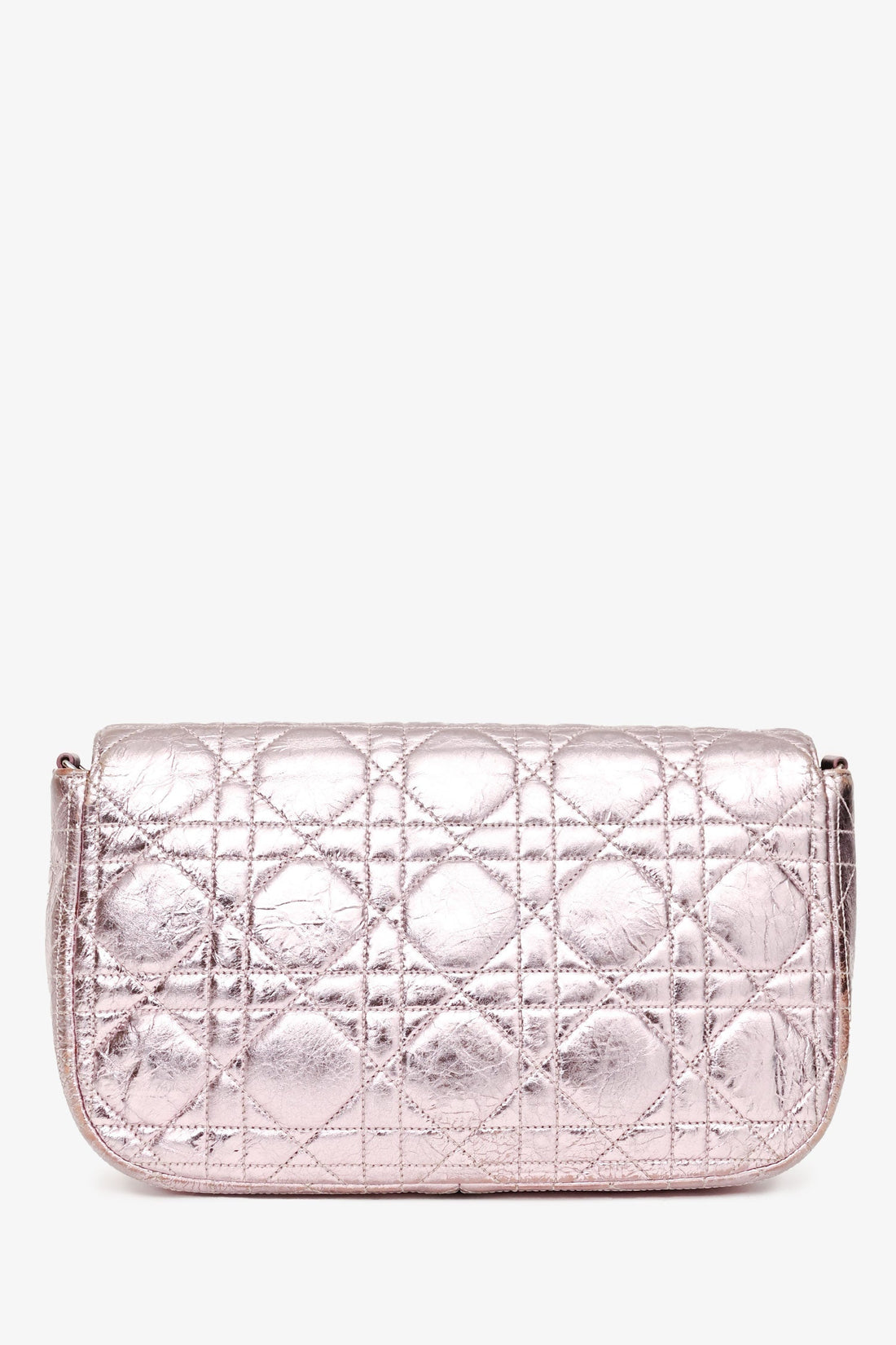 Christian Dior 2014 Pink Metallic Cannage Leather 'Miss Dior' Wallet on Chain