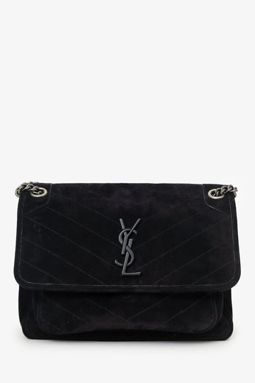 Saint Laurent Black Suede Medium Niki Shoulder Bag