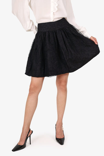 Christian Dior Black Lace Pleated Mini Skirt Size 4