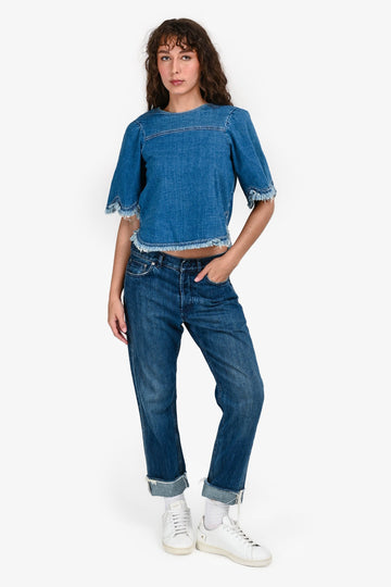 Christian Dior Medium Wash Blue Denim Tapered Cuffed Jeans Sizex 4