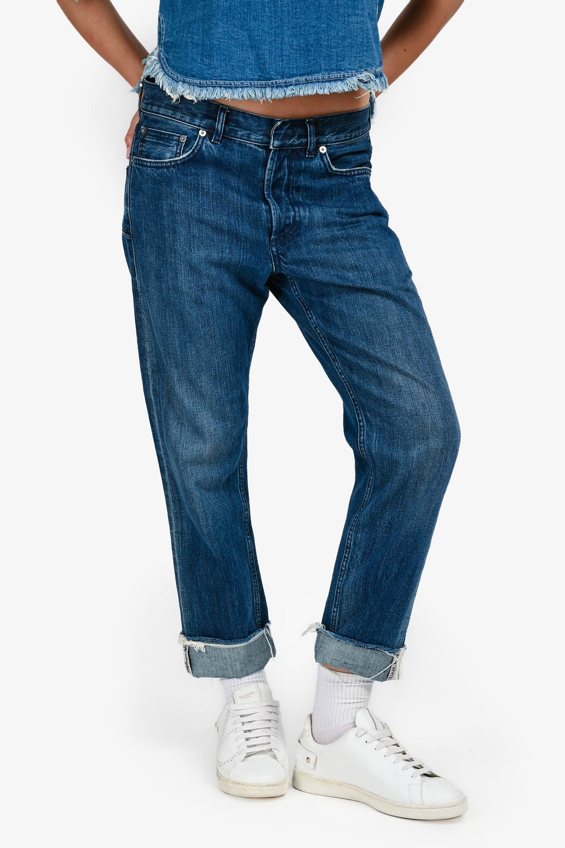 Christian Dior Medium Wash Blue Denim Tapered Cuffed Jeans Sizex 4