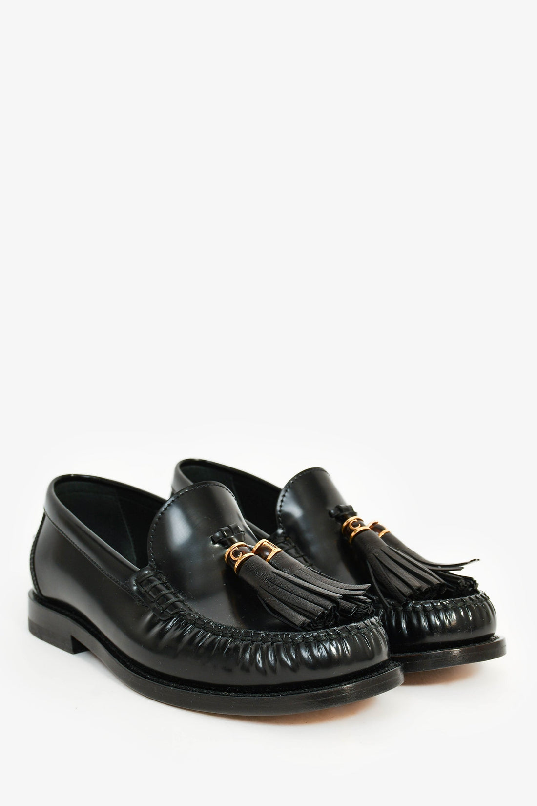 Christian Dior Black Leather 'D-Academy' Tassel Loafers Size 35.5