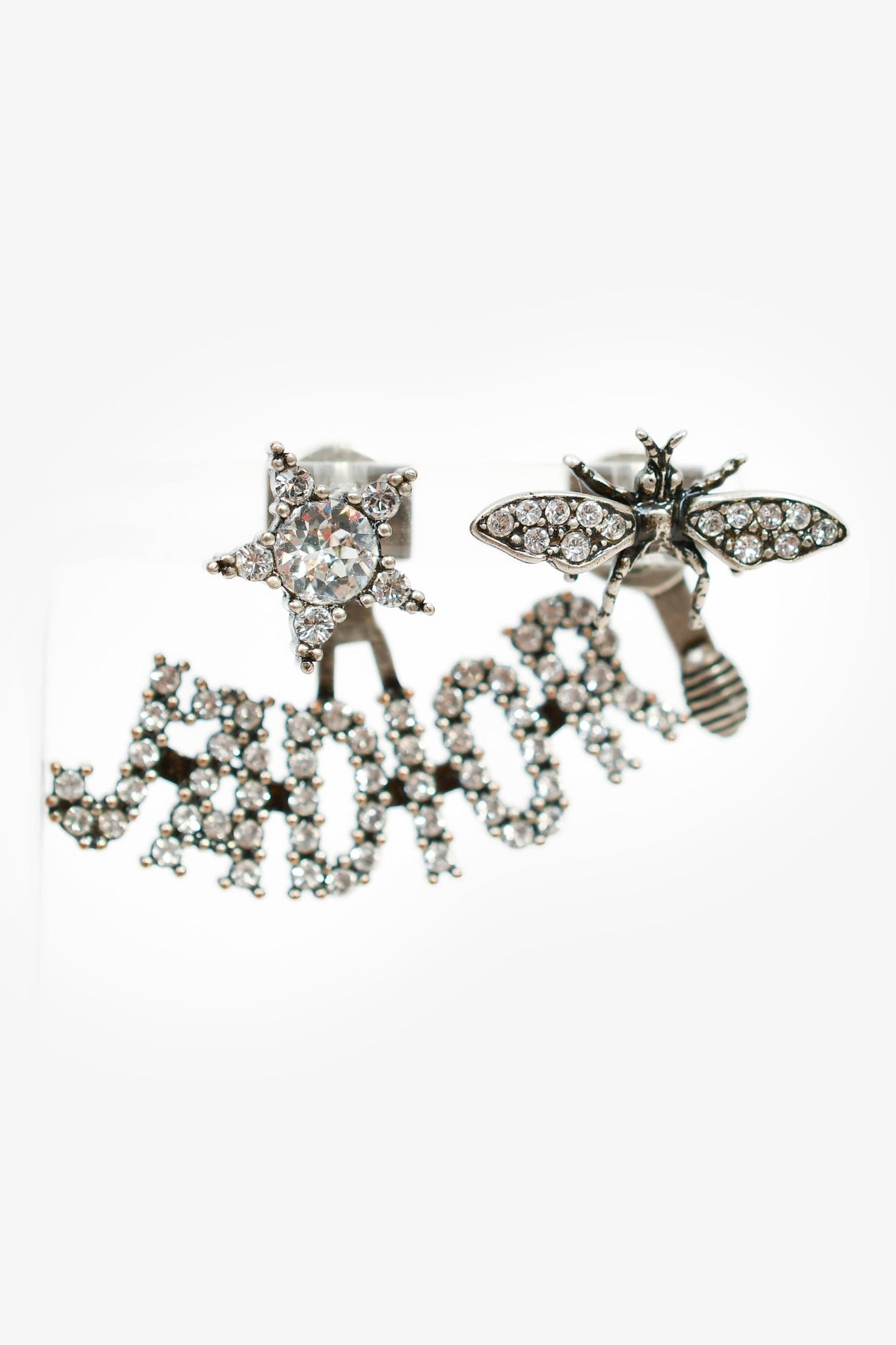 Christian Dior Silver Toned Crystal J'Adior/Bee Earrings