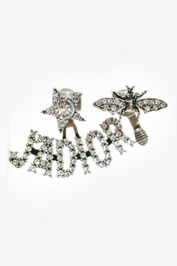 Christian Dior Silver Toned Crystal J'Adior/Bee Earrings