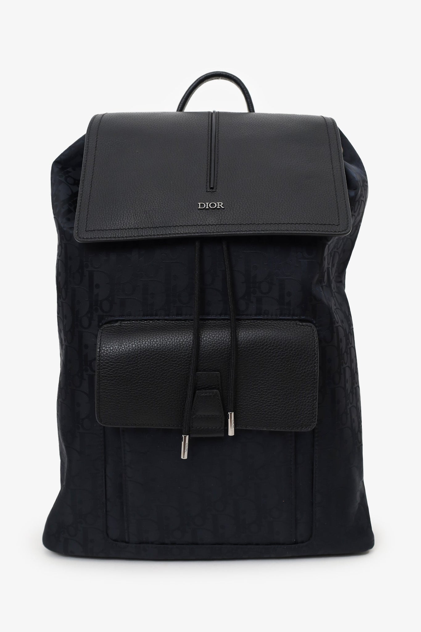 Christian Dior 2022 Navy/Black Leather/Nylon Motion Oblique Backpack