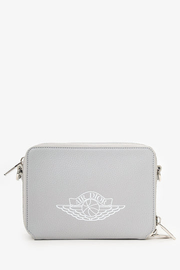 Christian Dior  X Air Jordan 2020 Grey Grained Calfskin Wings Crossbody Mens