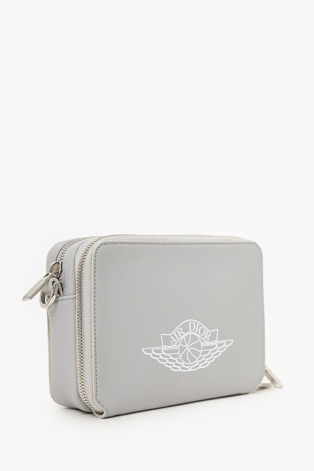 Christian Dior  X Air Jordan 2020 Grey Grained Calfskin Wings Crossbody Mens