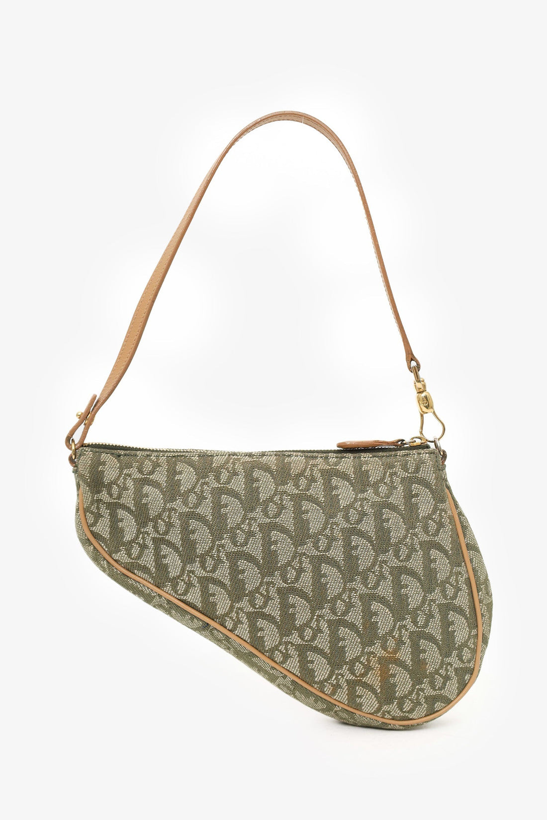 Christian Dior 2001 Green Oblique Canvas Mini Saddle Pochette