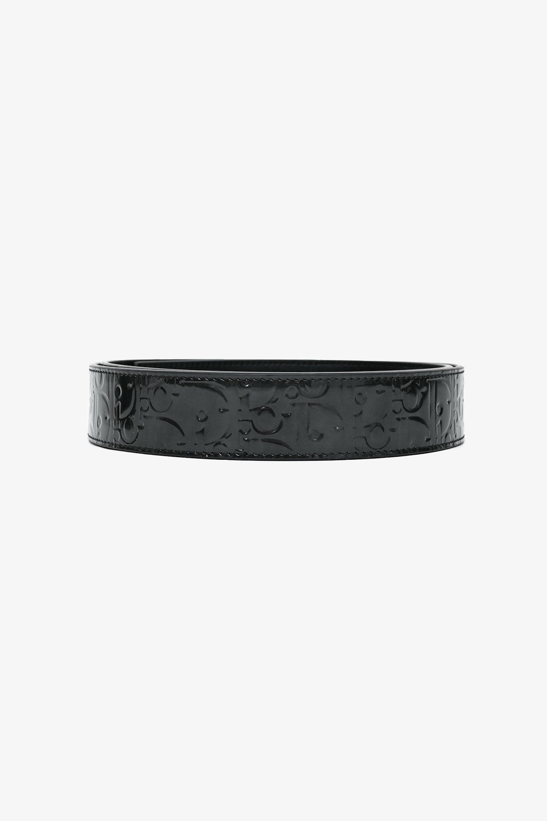 Christian Dior Black Leather Monogram Belt Strap Size 95