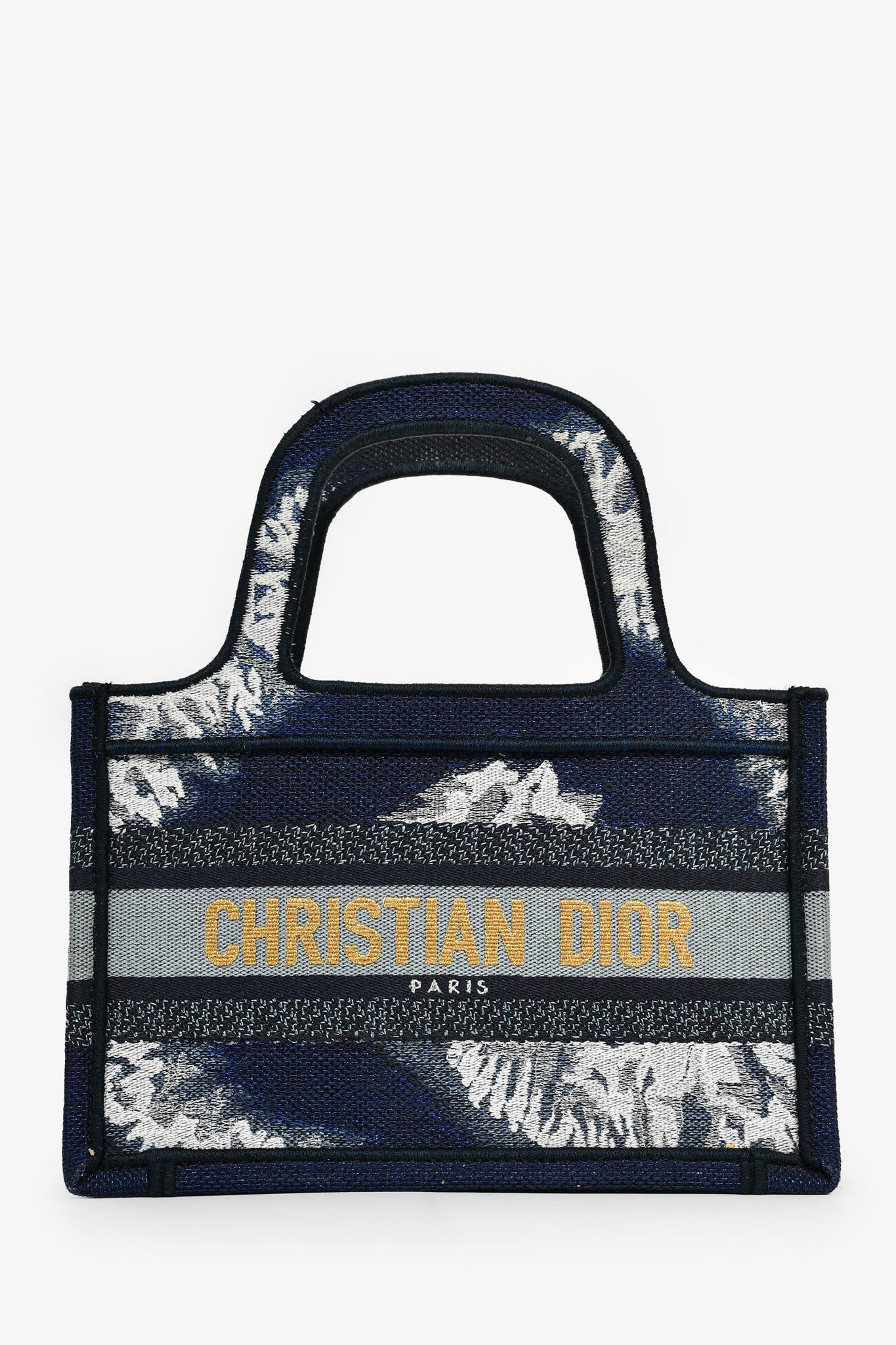 Christian Dior Blue Embroidered Canvas Tie-Dye Mini Book Tote