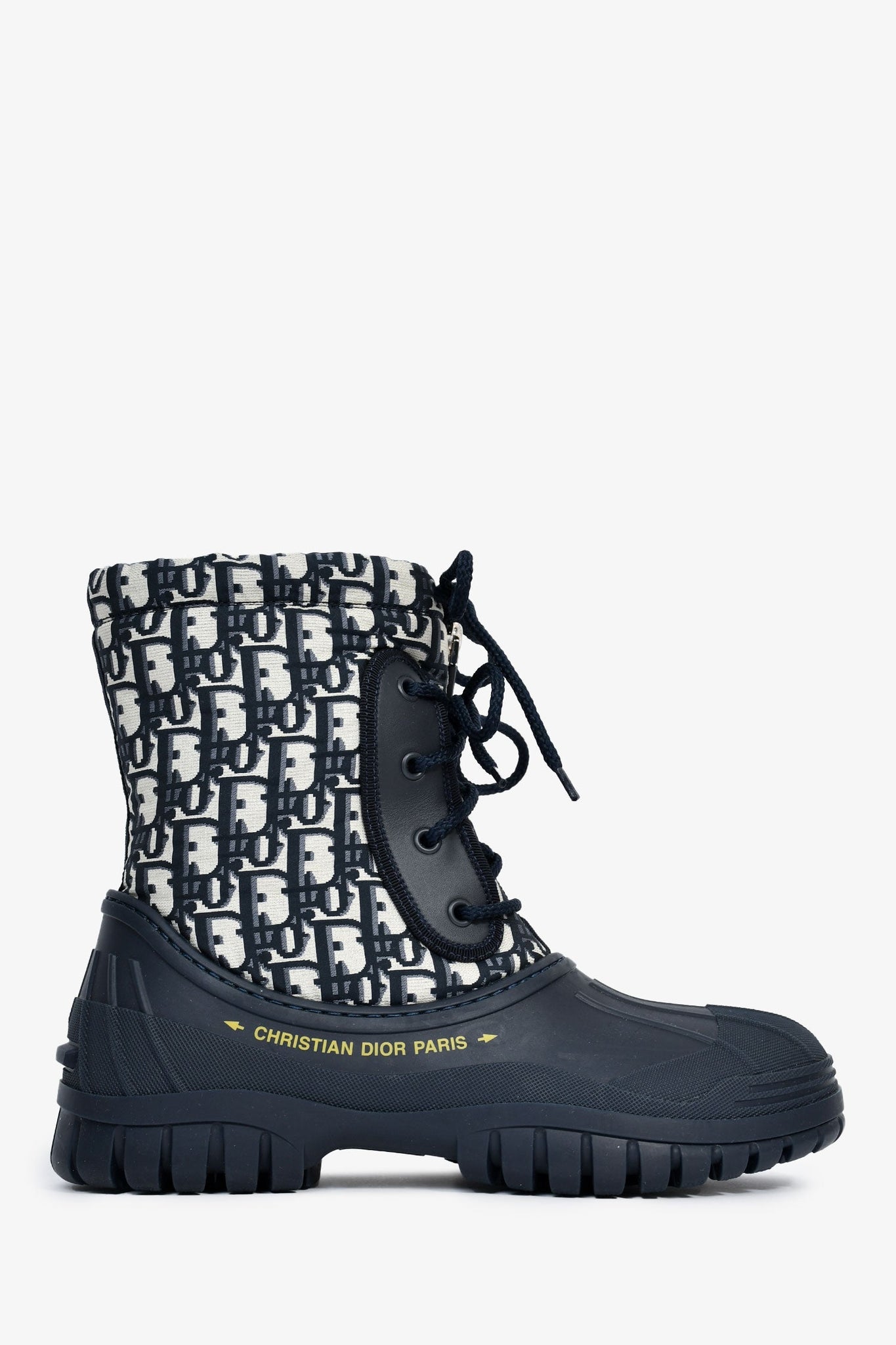 Christian Dior Blue Oblique D-Venture Jacquard Boots Size 37.5