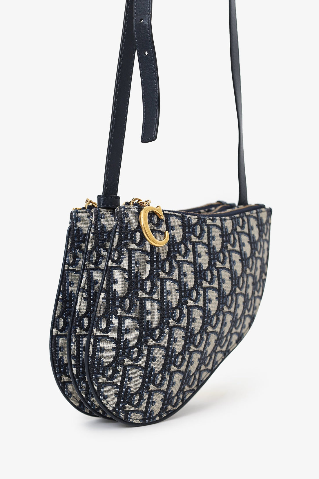 Christian Dior 2019 Oblique Canvas Saddle Triple Zip Crossbody bag