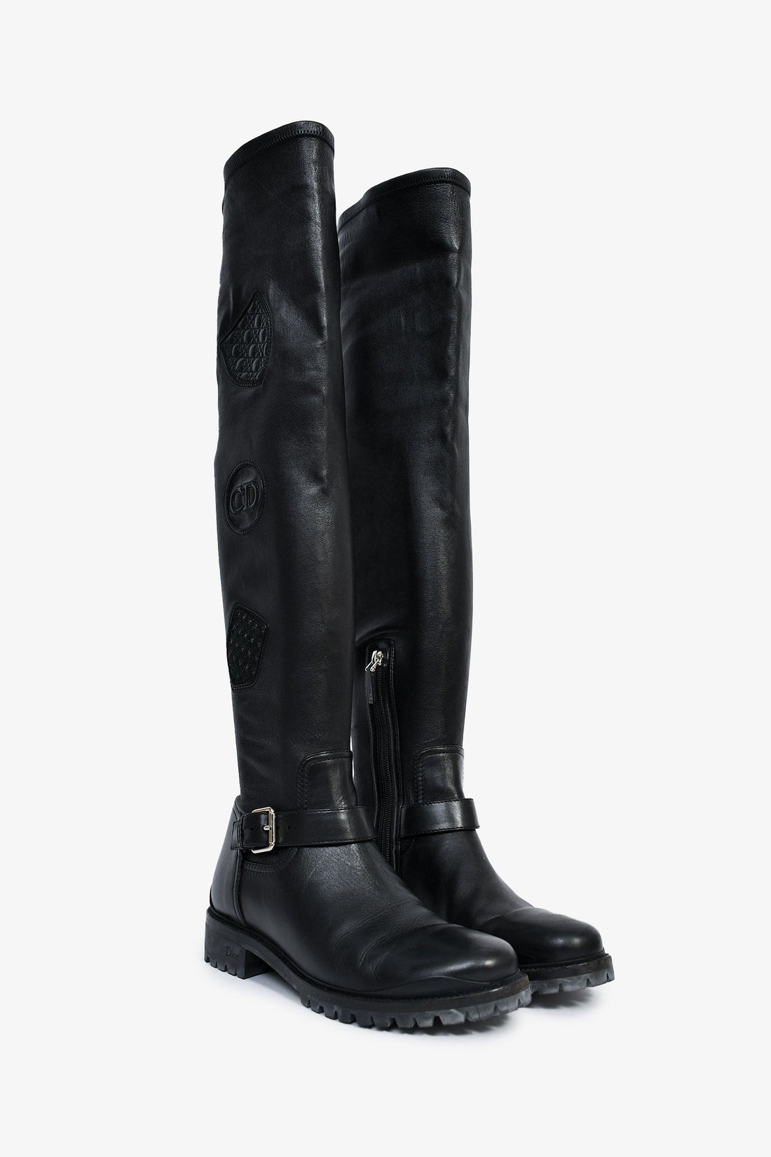 Christian Dior Black Leather Thigh High Boots Size 9