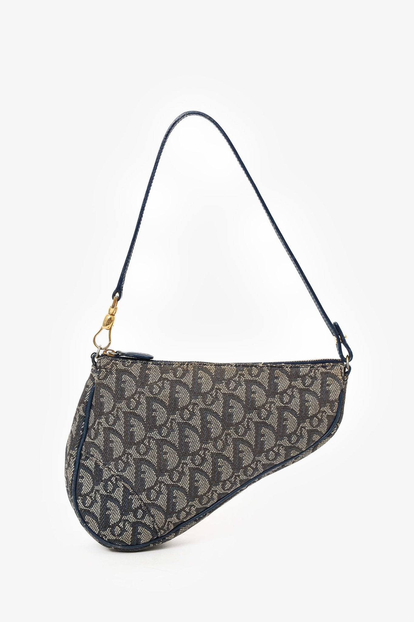 Christian Dior Blue Diorissimo Canvas Saddle Pochette