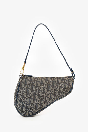 Christian Dior Blue Diorissimo Canvas Saddle Pochette
