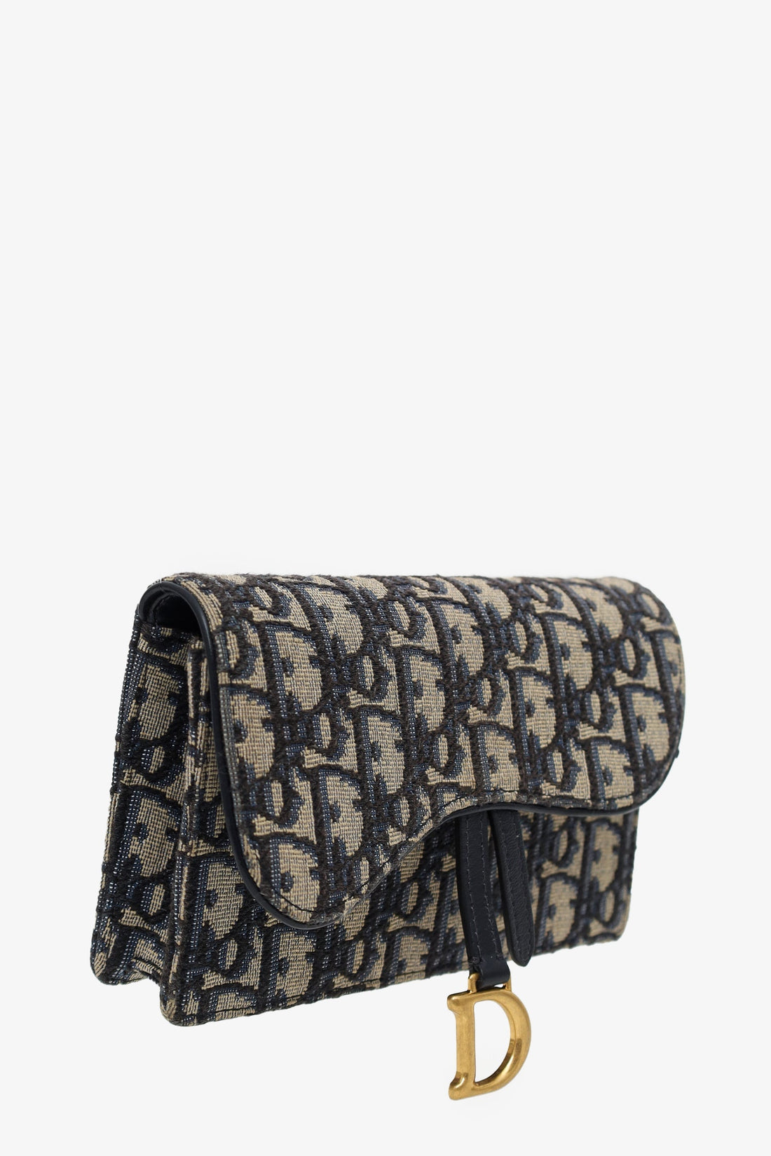 Christian Dior 2022 Navy Oblique Jacquard Saddle Belt Pouch