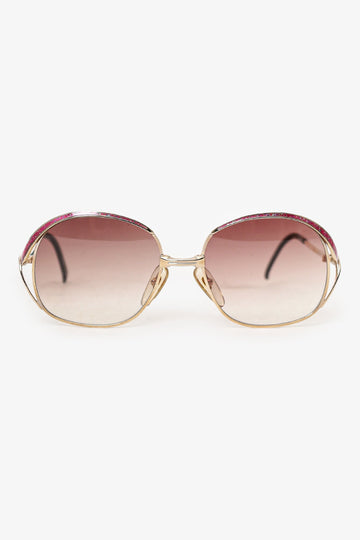 Christian Dior Vintage Gold/Pink Frame Square Sunglasses
