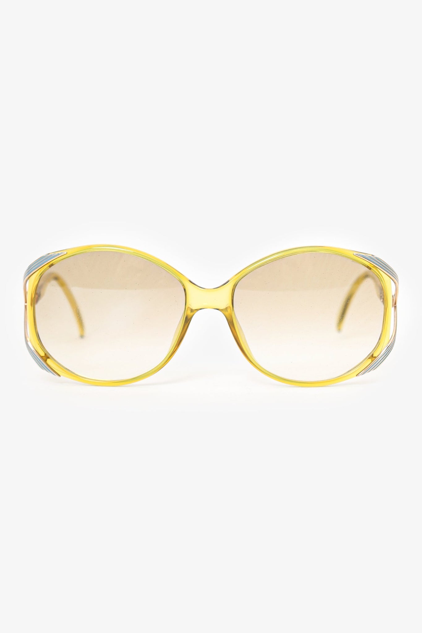 Christian Dior Vintage Yellow Clear Frame Square Sunglasses