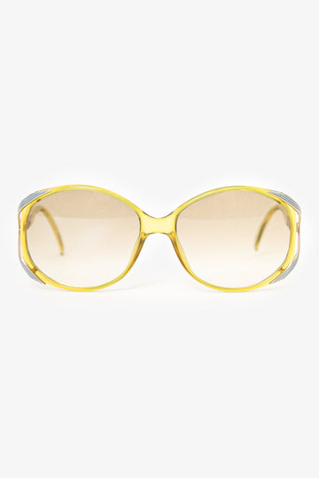 Christian Dior Vintage Yellow Clear Frame Square Sunglasses