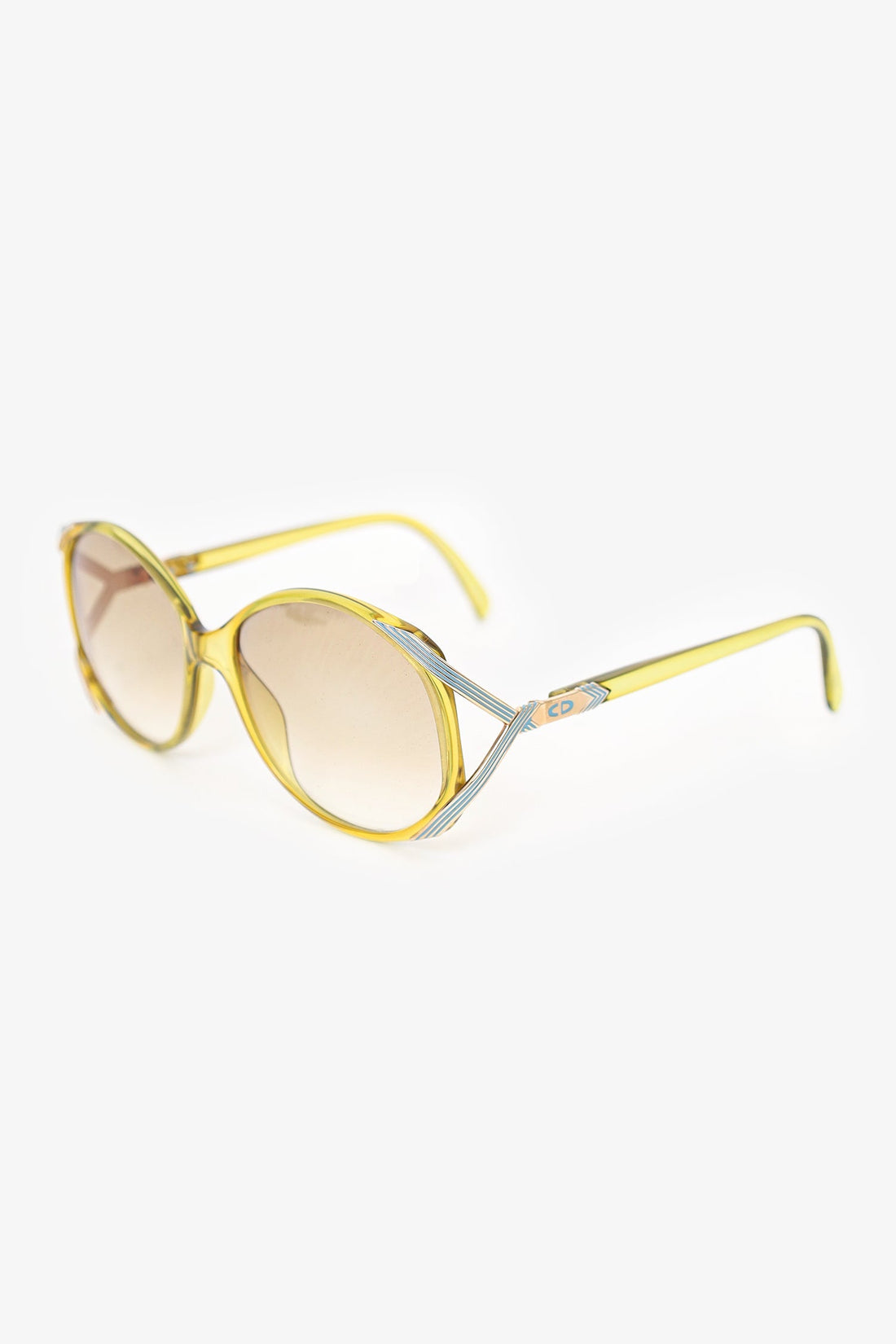 Christian Dior Vintage Yellow Clear Frame Square Sunglasses