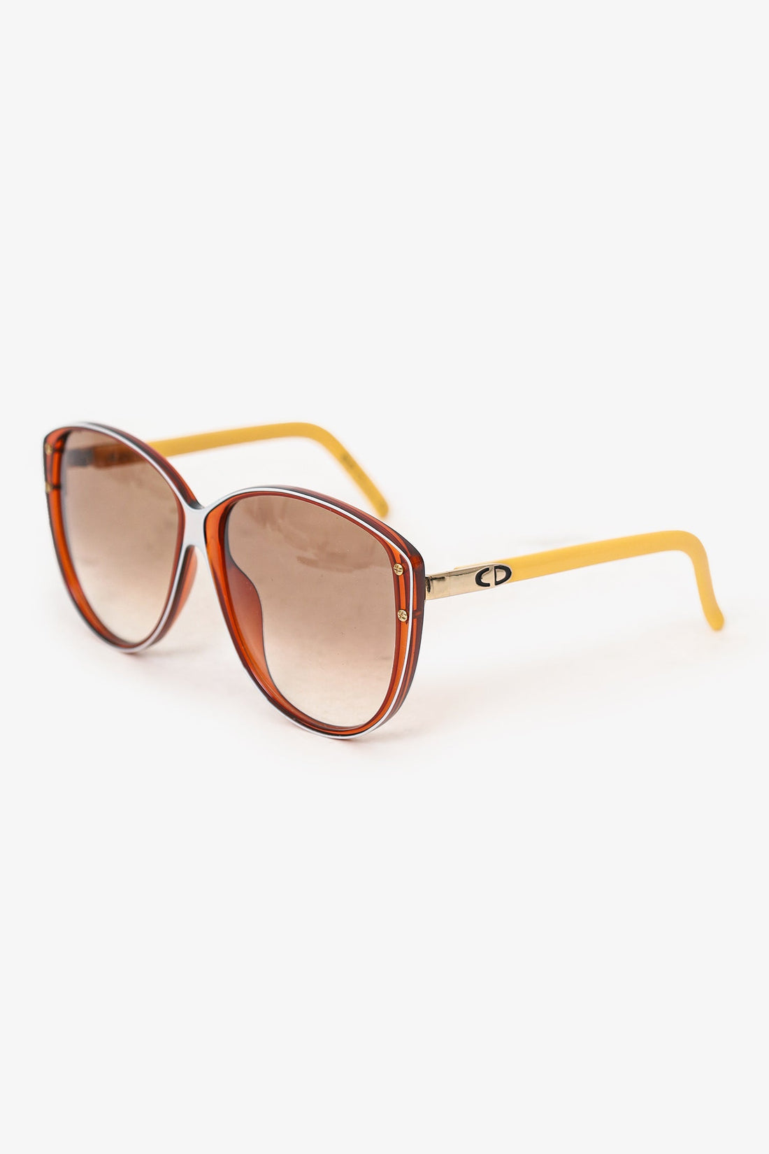 Christian Dior Vintage White/Yellow Frame Cat-eye Sunglasses