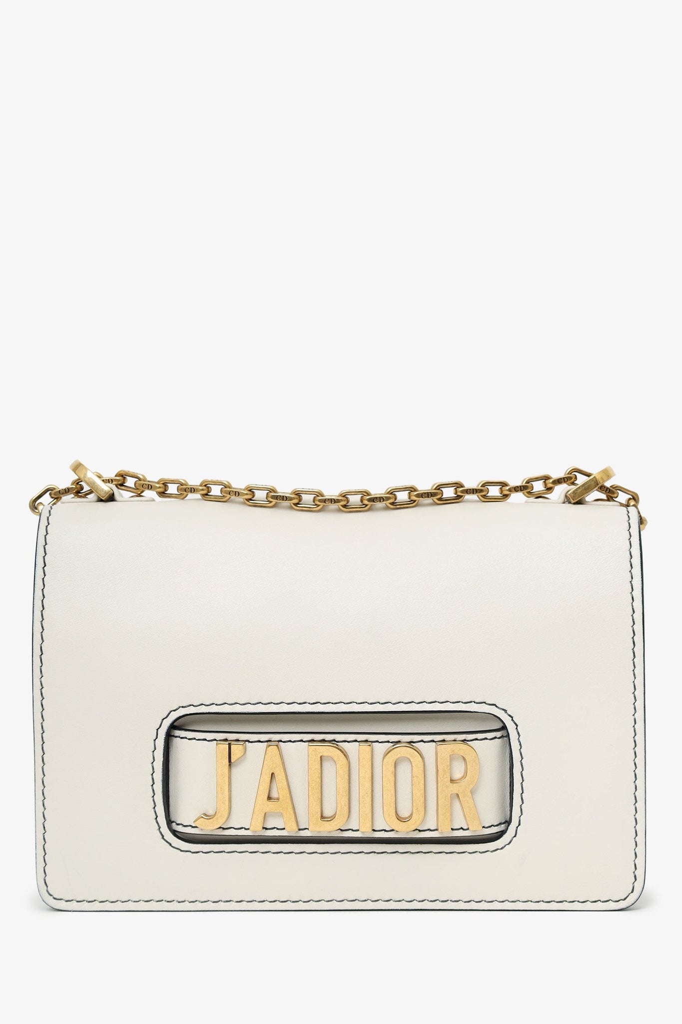 Christian Dior White Leather J'Adior Medium Shoulder Bag