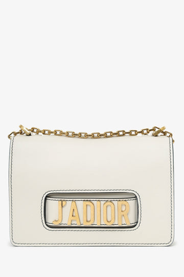 Christian Dior White Leather J'Adior Medium Shoulder Bag