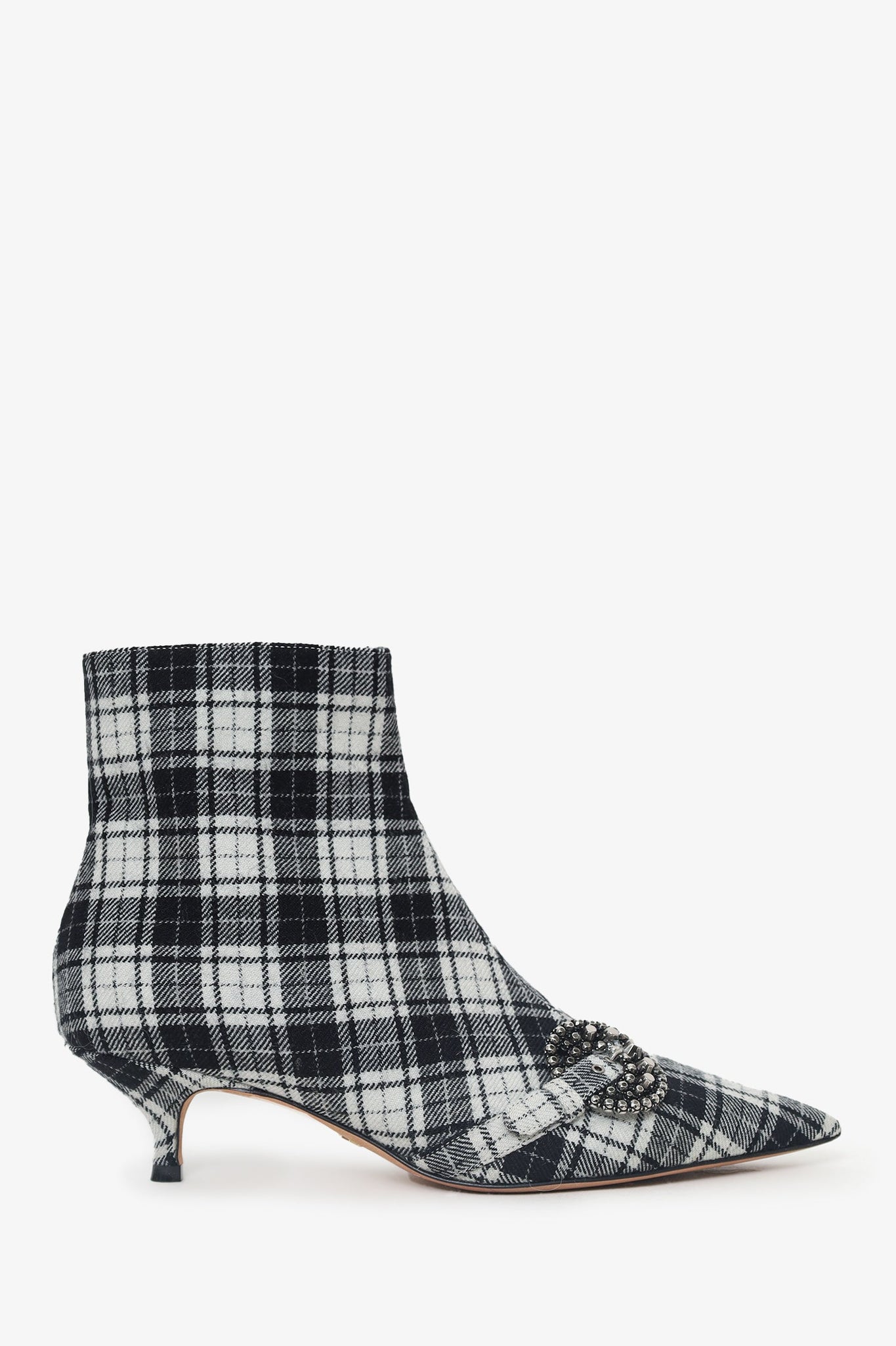 Christian Dior Black/White Plaid 'Dior Gang' Tartan Ankle Boots Size 38.5