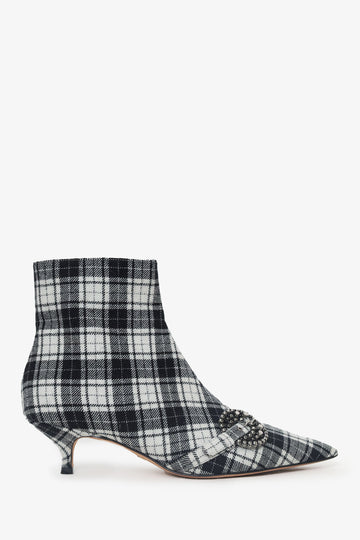 Christian Dior Black/White Plaid 'Dior Gang' Tartan Ankle Boots Size 38.5