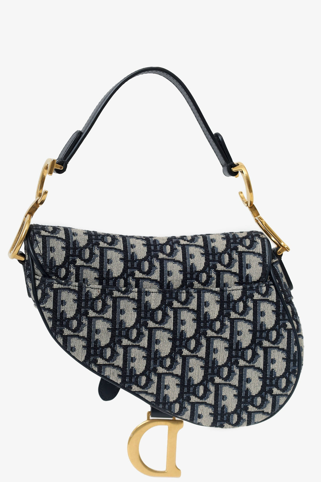 Christian Dior 2019 Blue Oblique Jacquard Mini Saddle Bag With Strap