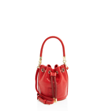 Marc Jacobs Grained Calfskin The Bucket Drawstring Mini Shoulder Bag (SHF-nNBPqo)