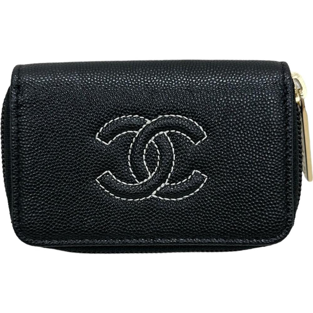 Chanel Caviar Skin Coin Case Black