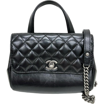 Chanel Calfskin 2WAY Shoulder Bag Black
